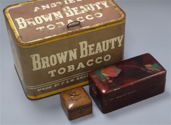 An Ansties Ltd Brown Beauty tobacco tin and two other boxes